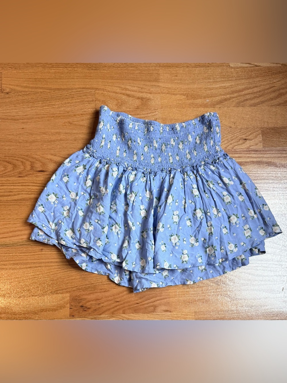 Hollister Light Blue Floral Smocked Skort